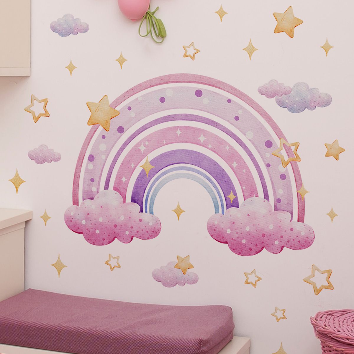Colorful Rainbow Stars Cloud W - Home Improvement Kids ulasan dan harga