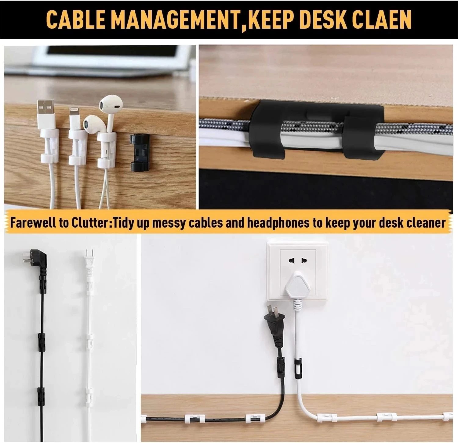 20-60pcs Cable Management Clip - Wall Anchor Plastic ulasan dan harga