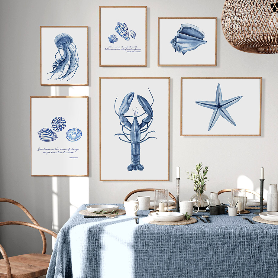Watercolor Blue Coastal Sea Cr - Home Improvement Kids ulasan dan harga