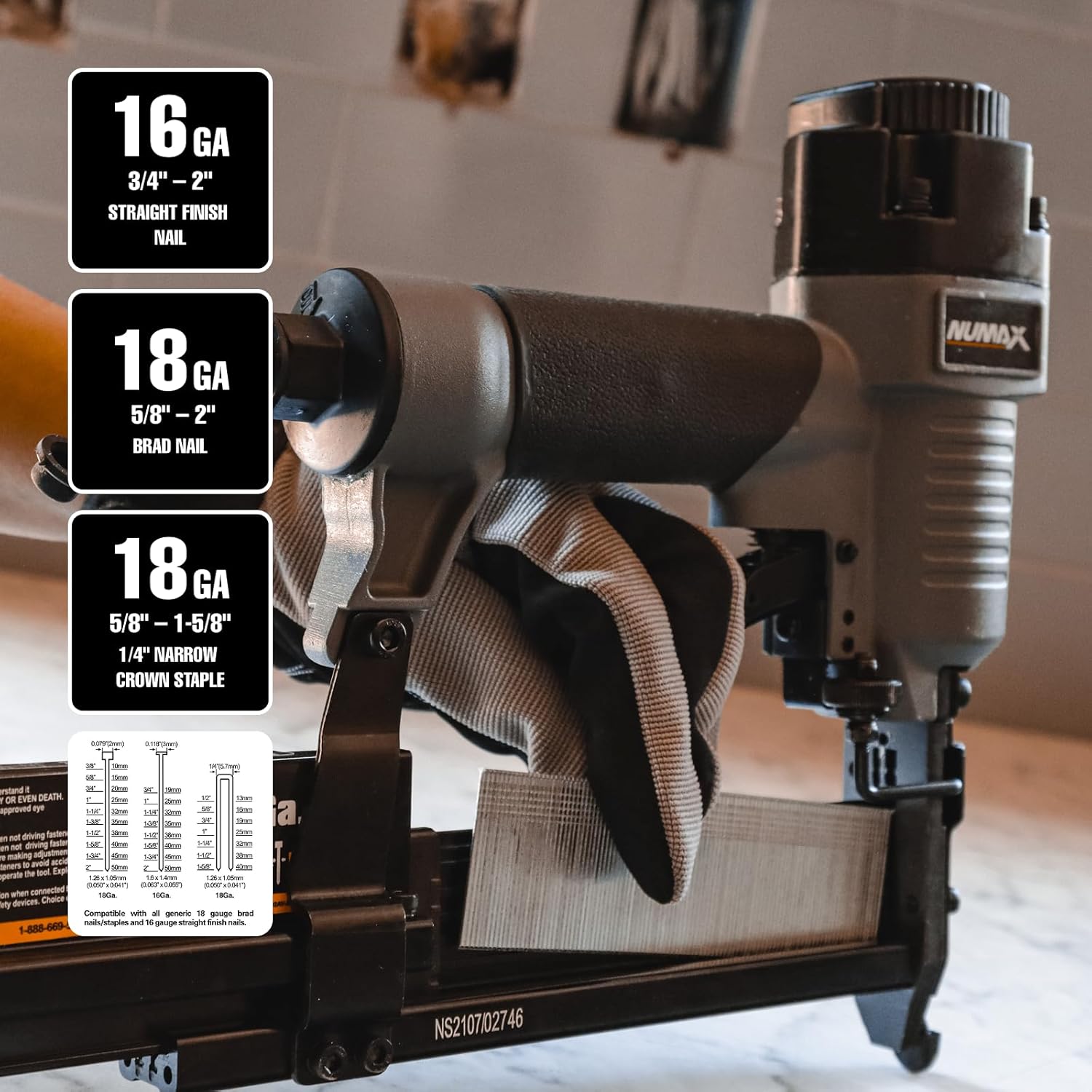 3-in-1 Pneumatic Nail Gun 16GA - Home Improvement Brad ulasan dan harga